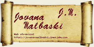 Jovana Malbaški vizit kartica